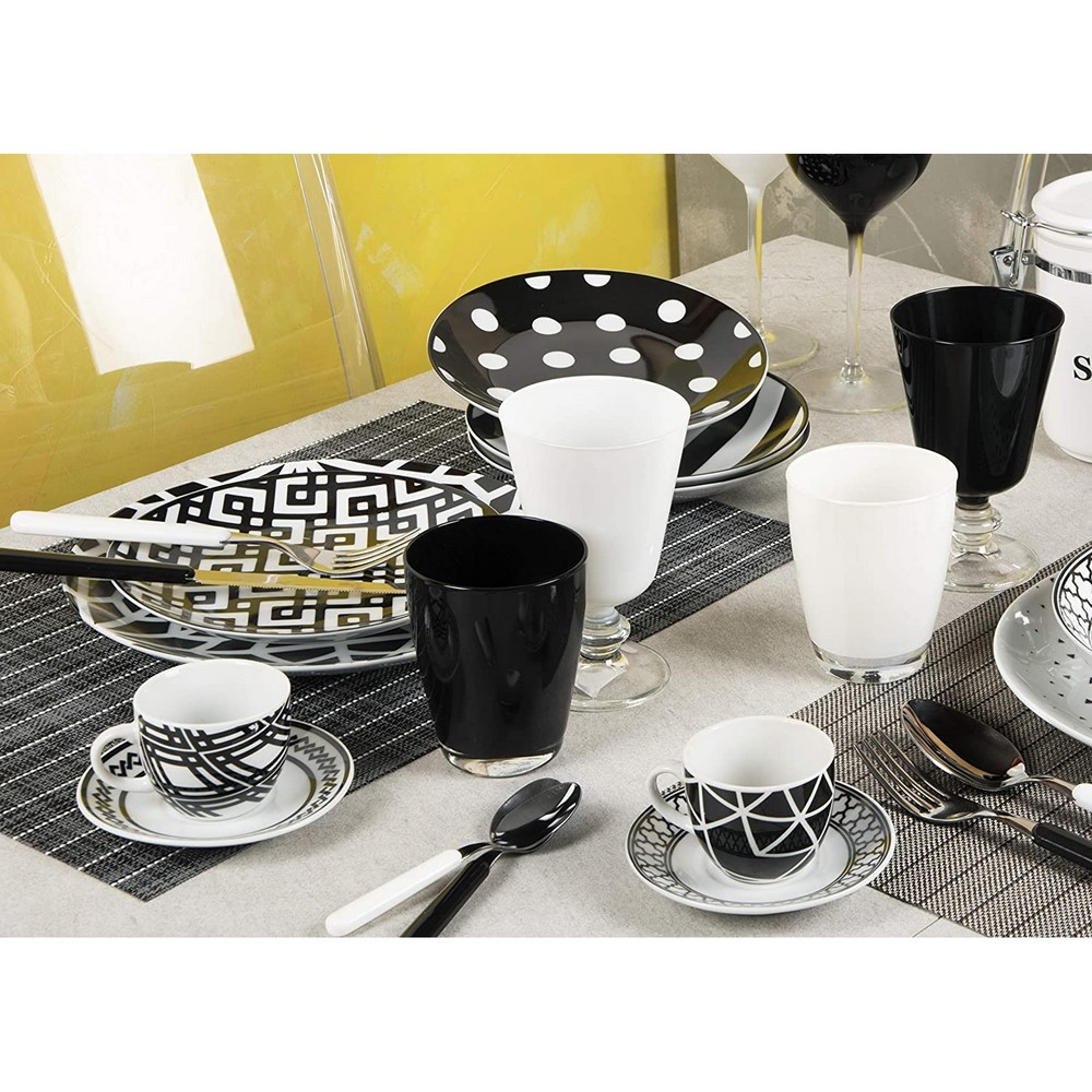 Acquista online Excelsa table service, plates, glasses, cutlery and cups black and white 60 pieces Excelsa